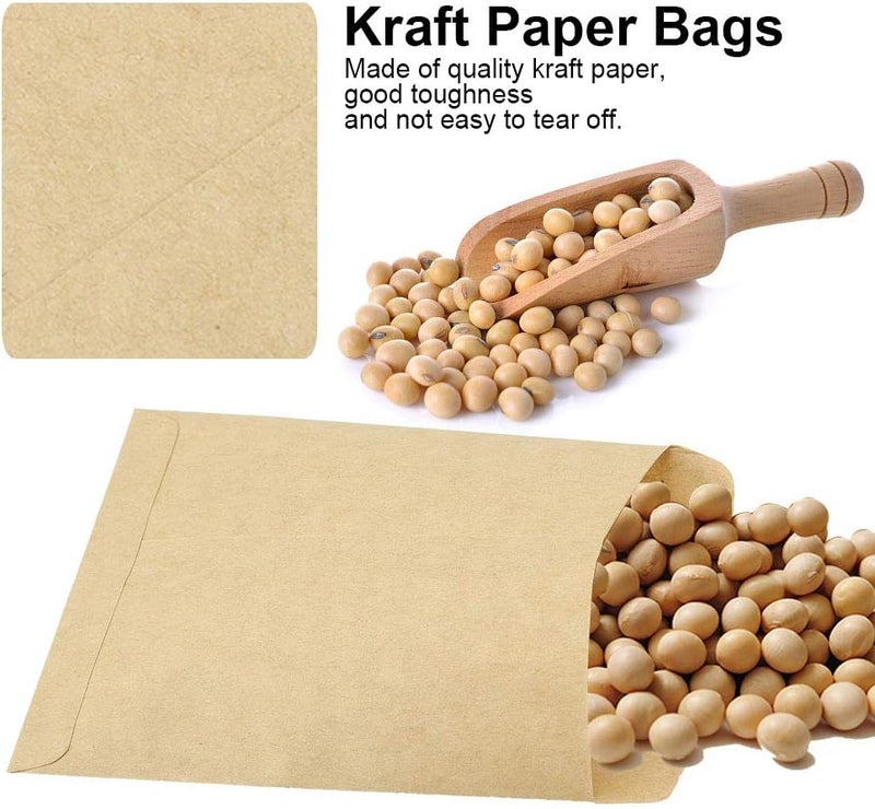 200Pcs Kraft Paper Stock Bag, Silverware Sleeves Paper Vintage Seed Envelopes Storage Kraft Paper Brown Seed Bags for Home(02) - Image 2