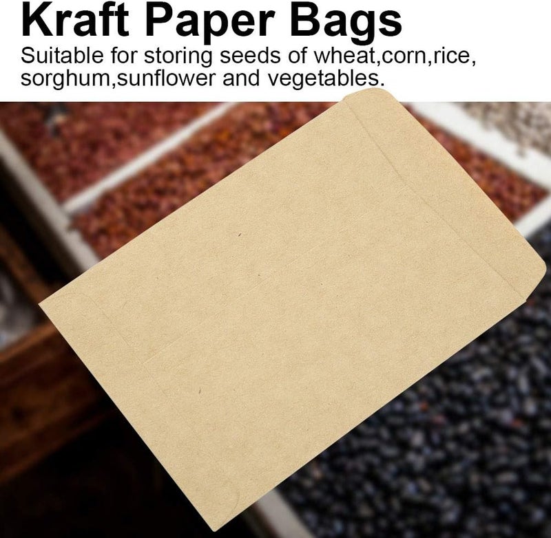 200Pcs Kraft Paper Stock Bag, Silverware Sleeves Paper Vintage Seed Envelopes Storage Kraft Paper Brown Seed Bags for Home(02) - Image 3