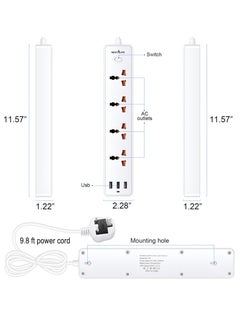 Next Life 3 Meter Power Extension Cord 4-Power Socket with 3 USB Charger Station, Office Supplies Protected Extension Cable, Fire Retardant Multi-Plug Tower, Switched Power Strip  - Image 2