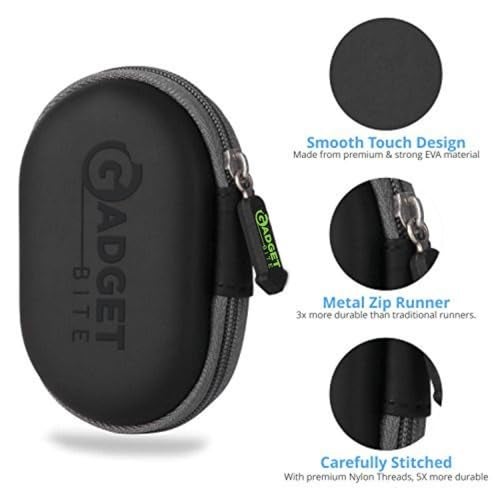 GadgetBite Earphone Case Pouch Ethylene Vinyl Acetate (EVA) Mini Pocket Storage Carry Case Travel Organizer for Earphones Charging Cable Pen Drives Memory SD TF Cards Headphones - Black - Image 2