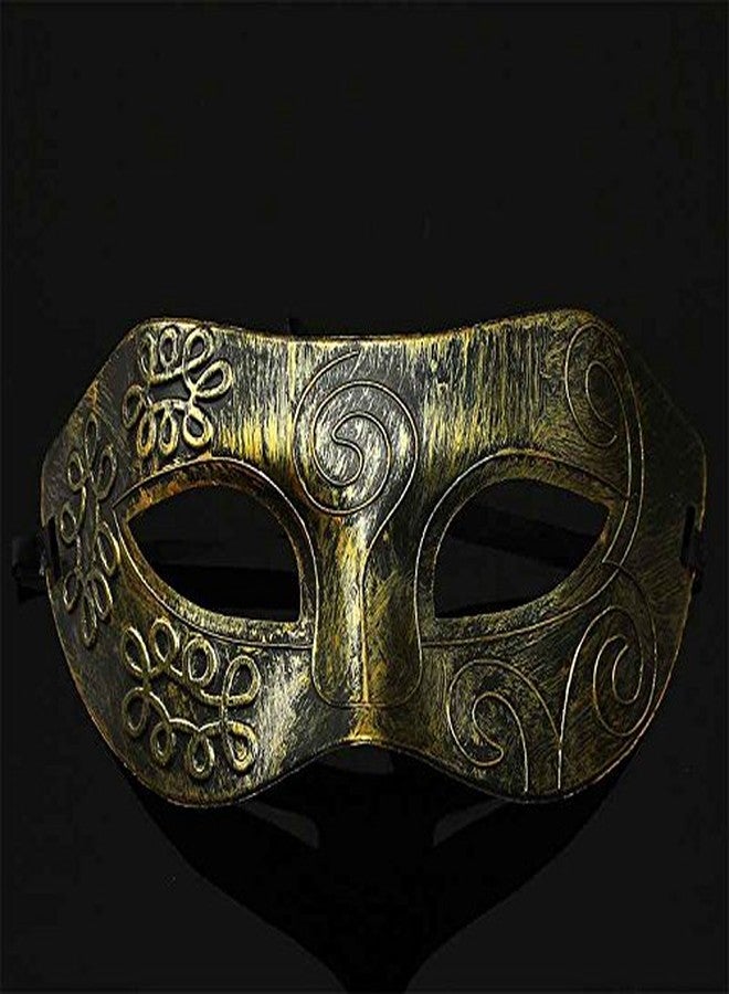 PartyToko Men's Archaize Venetian Style Theater Masquerade Mask Cool Boy's Charming Gold Unique Prom Party Mask New 1pcs - Image 1