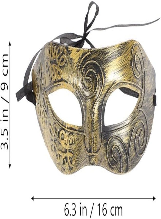 PartyToko Men's Archaize Venetian Style Theater Masquerade Mask Cool Boy's Charming Gold Unique Prom Party Mask New 1pcs - Image 3