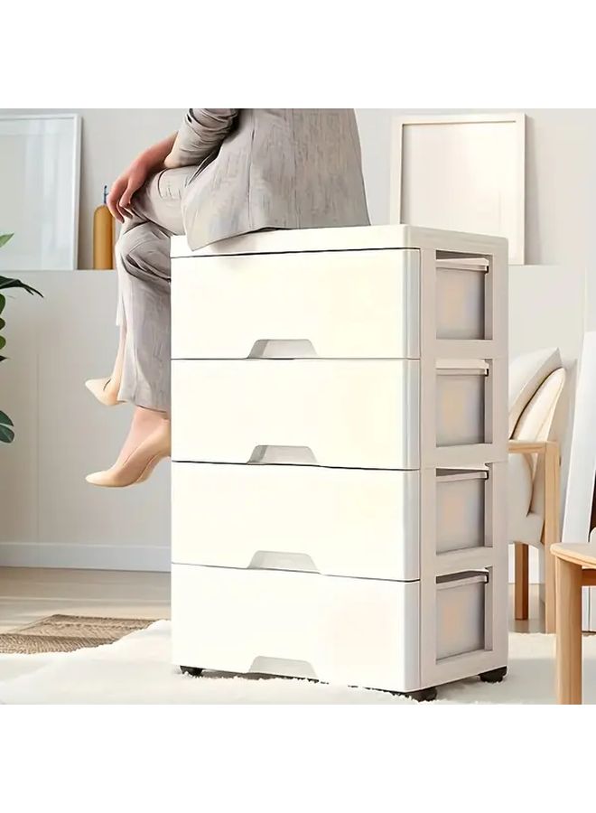3 Layer White Plastic Storage Cabinet With Wheels Heavy Duty Stackable Organizer Sturdy Frame Smooth Sliding Drawers Space Saving Modern Shelving Unit For Home Office Bedroom Easy Assembly No Tools - Image 2