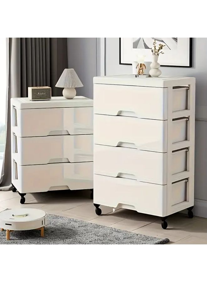 3 Layer White Plastic Storage Cabinet With Wheels Heavy Duty Stackable Organizer Sturdy Frame Smooth Sliding Drawers Space Saving Modern Shelving Unit For Home Office Bedroom Easy Assembly No Tools - Image 4