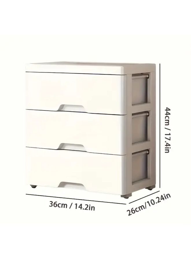 3 Layer White Plastic Storage Cabinet With Wheels Heavy Duty Stackable Organizer Sturdy Frame Smooth Sliding Drawers Space Saving Modern Shelving Unit For Home Office Bedroom Easy Assembly No Tools - Image 3