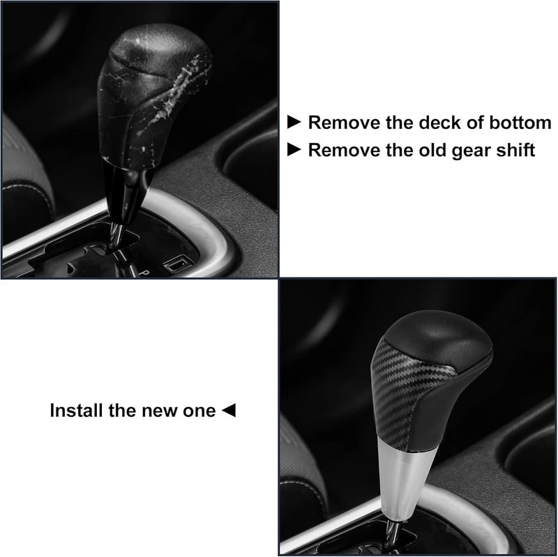 Luckam Automatic Gear Shift Knob for Toyota Land Cruiser 4Runner 2003-2021, for Tundra for Lexus LX Black Faux Leather Carbon Fiber Pattern - Image 4