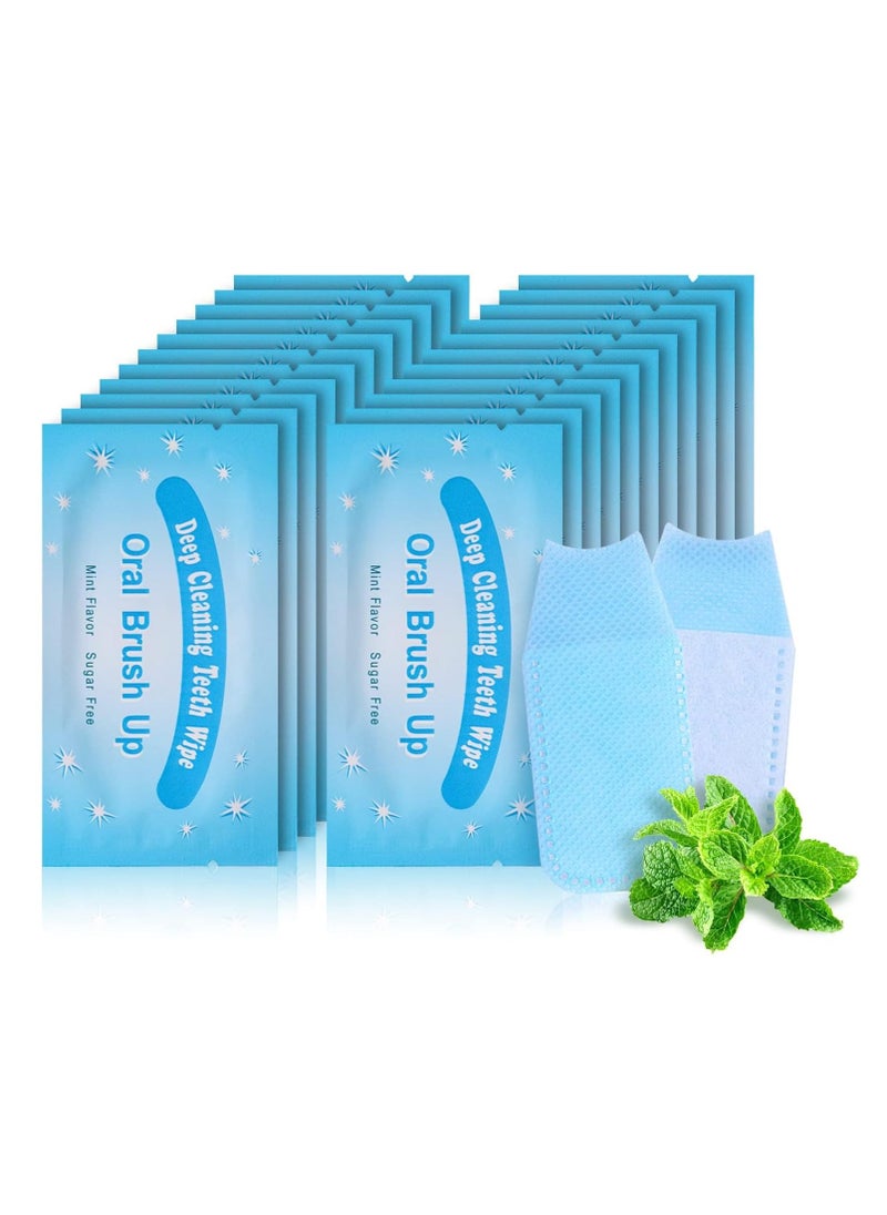 Bluejw 50 Pcs Teeth Cleaning Tablets, Disposable Finger Brush Teeth Wipes Bulk Finger Toothbrush Textured Surface Deep Teeth Cleaning Finger Wipes Oral Wipes for Adults Teeth Mouth  - Image 1