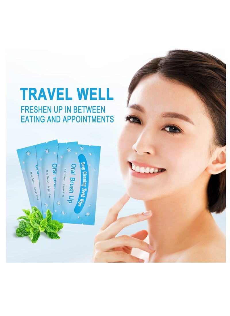 Bluejw 50 Pcs Teeth Cleaning Tablets, Disposable Finger Brush Teeth Wipes Bulk Finger Toothbrush Textured Surface Deep Teeth Cleaning Finger Wipes Oral Wipes for Adults Teeth Mouth  - Image 2