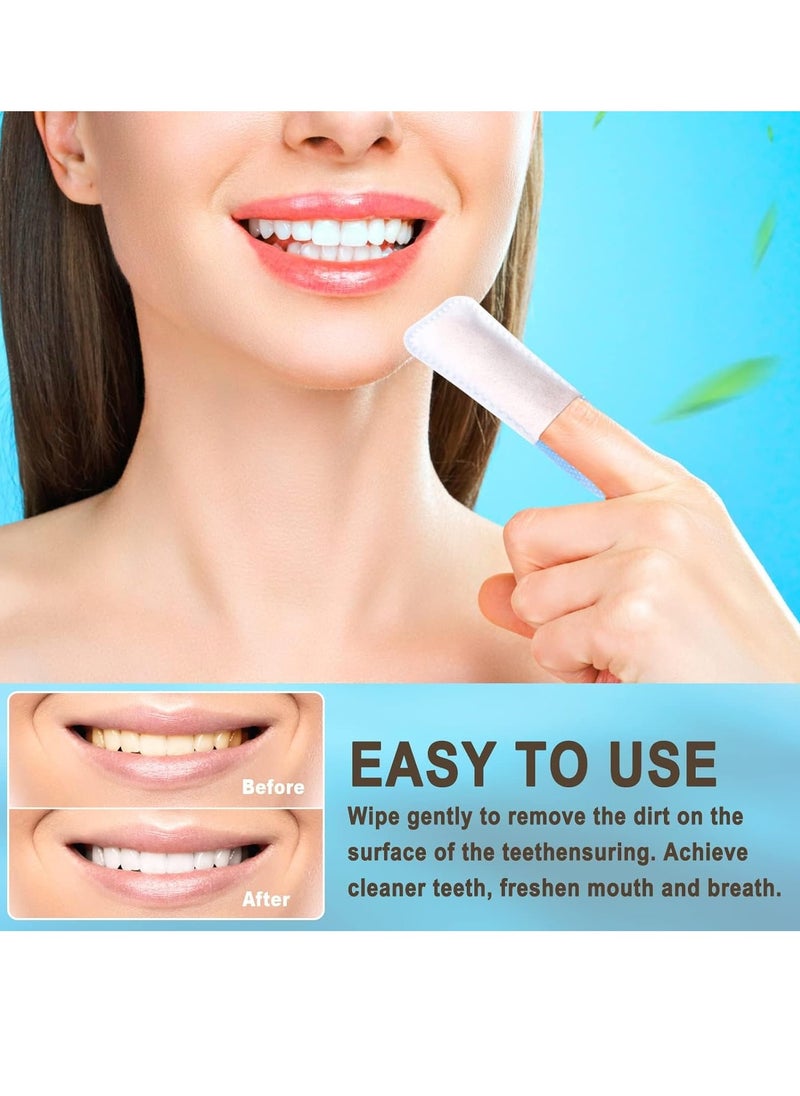 Bluejw 50 Pcs Teeth Cleaning Tablets, Disposable Finger Brush Teeth Wipes Bulk Finger Toothbrush Textured Surface Deep Teeth Cleaning Finger Wipes Oral Wipes for Adults Teeth Mouth  - Image 3