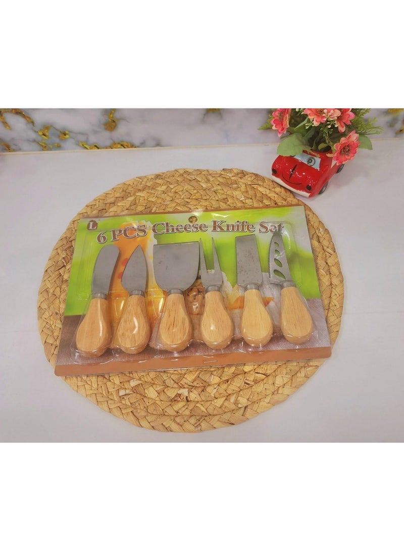 طقم قطّاعات الجبنة والبيتزا والحلويات مع شوكة – 6 قطع – أدوات تقديم وتقطيع عملية ومتينة M - Image 3