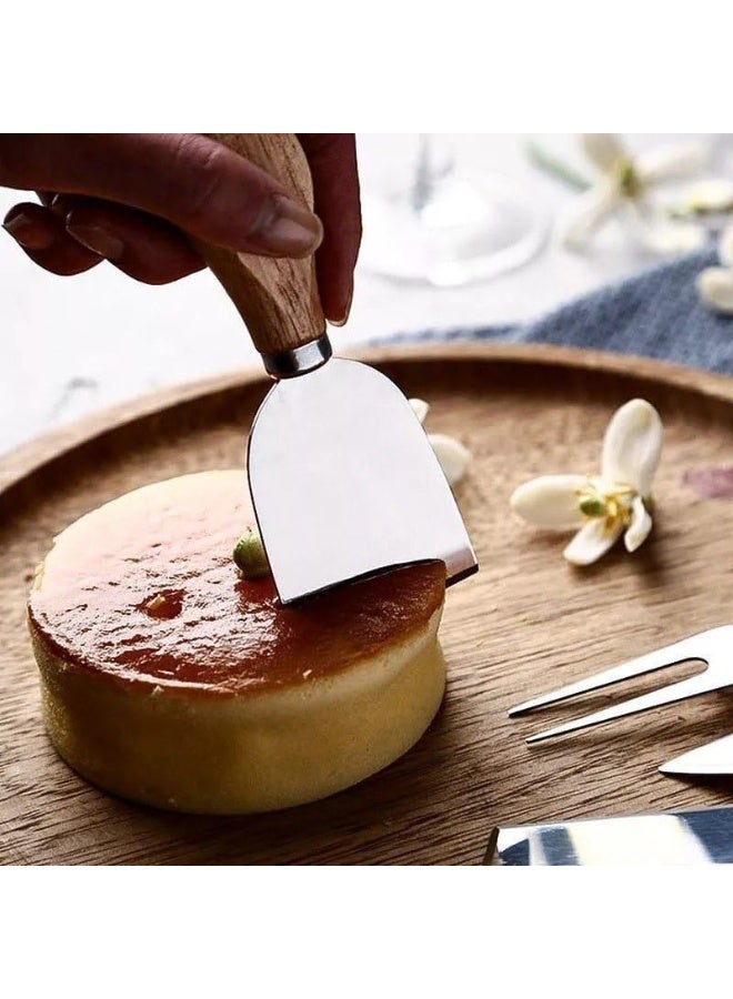 طقم قطّاعات الجبنة والبيتزا والحلويات مع شوكة – 6 قطع – أدوات تقديم وتقطيع عملية ومتينة M - Image 2