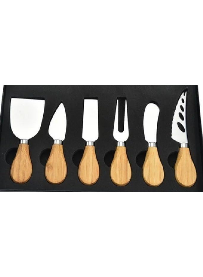 طقم قطّاعات الجبنة والبيتزا والحلويات مع شوكة – 6 قطع – أدوات تقديم وتقطيع عملية ومتينة M - Image 4