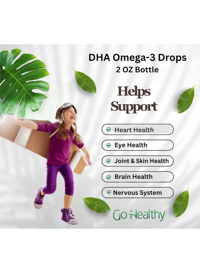 Go Healthy Natural Go Healthy DHA Omega 3 Supplement Liquid Drops for Kids, Children, Infants & Adults - Vegan Omega 3 Fish Oil Alternative, Orange Flavor, 30,000 mg DHA per Bottle 30-120 Servings - Image 3