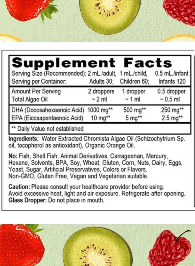 Go Healthy Natural Go Healthy DHA Omega 3 Supplement Liquid Drops for Kids, Children, Infants & Adults - Vegan Omega 3 Fish Oil Alternative, Orange Flavor, 30,000 mg DHA per Bottle 30-120 Servings - Image 5