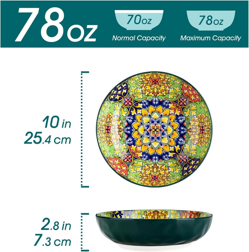 vancasso Large Serving Bowls 78 Oz Extra Large Salad Bowls Set of 2 Bohemian Decorative Bowls for Salad Fruit Pasta and Dinner Serving Dishes Set for Party Dishwasher  Microwave SafeGreen - Image 2