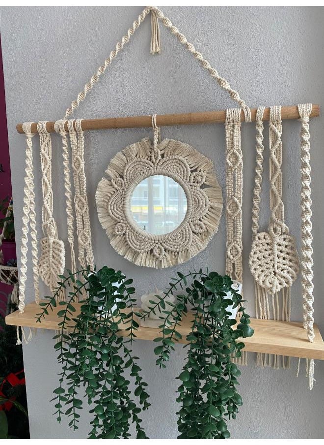 Antikiano Wooden Wall Shelf, Macrame Shelf, Living Room Decor, Stand Bookshelf.  - Image 2