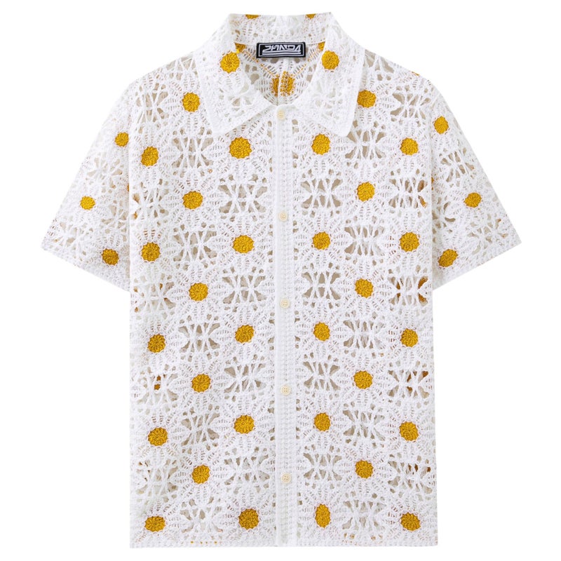 Men's Daisy Jacquard Knit Polo Shirt - Image 2