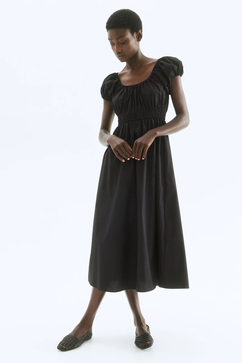 H&M Off-the-shoulder poplin dress