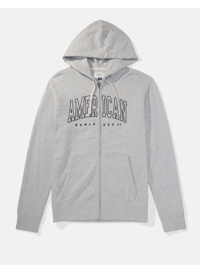 امريكان ايجل AE Fleece Logo Graphic Zip-Up Hoodie