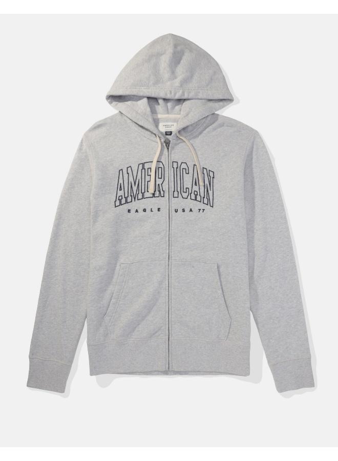 American Eagle AE Fleece Logo Graphic Zip-Up Hoodie - Image 3