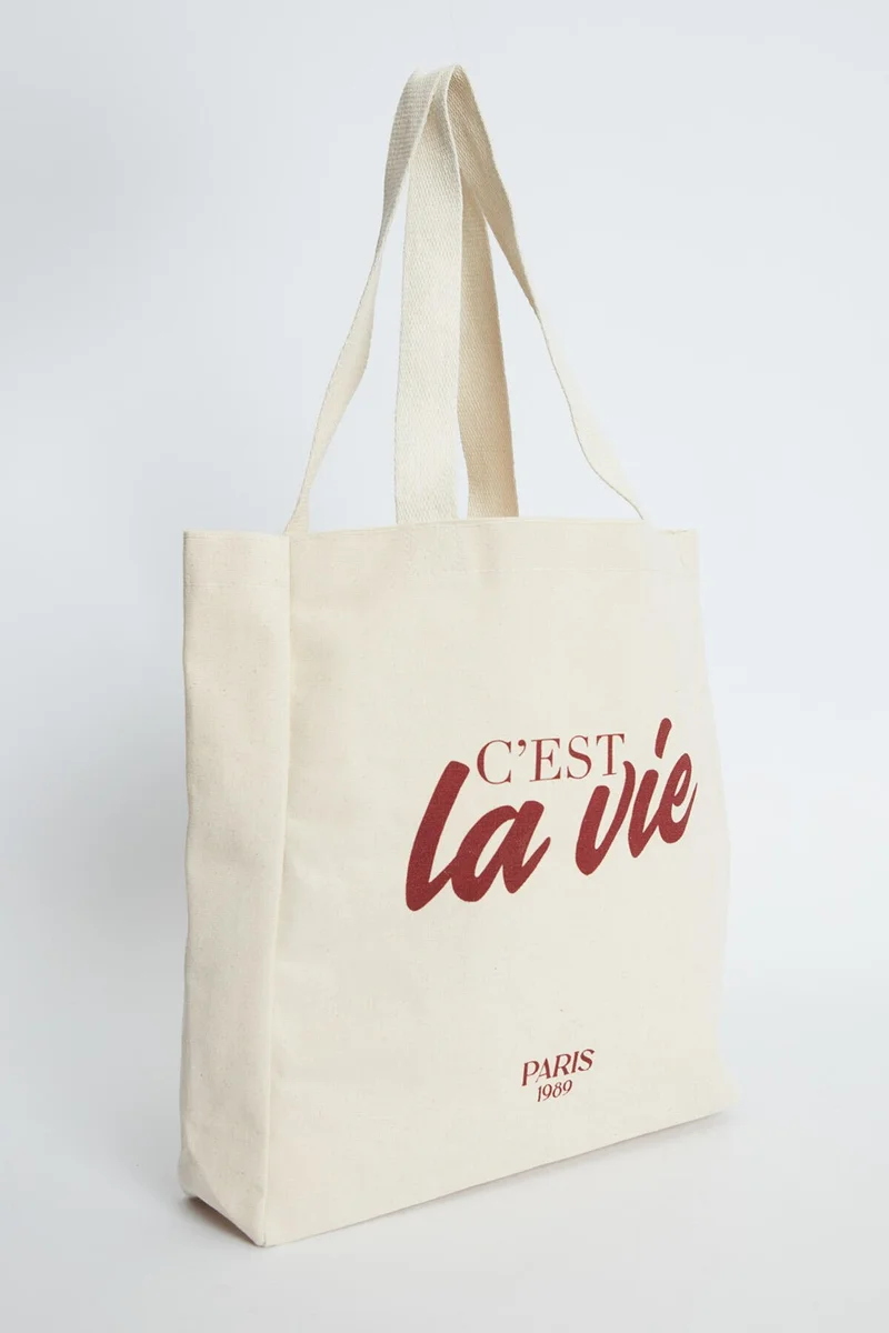 مانوكا Printed Gusseted Cloth Bag La Vie-Claret Red