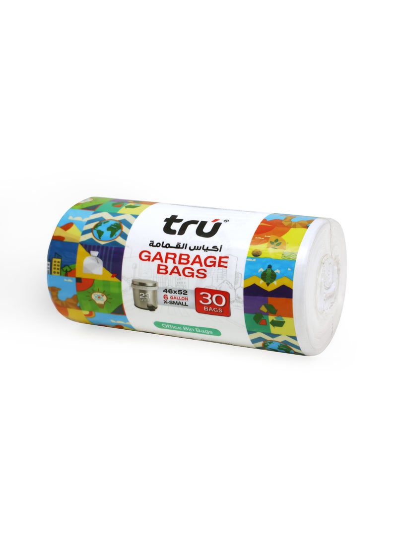 Tru Garbage Bags Roll, White,  6 Gallon, 46x52cm, X-Small (Small bins) - 30 Bags white - Image 2