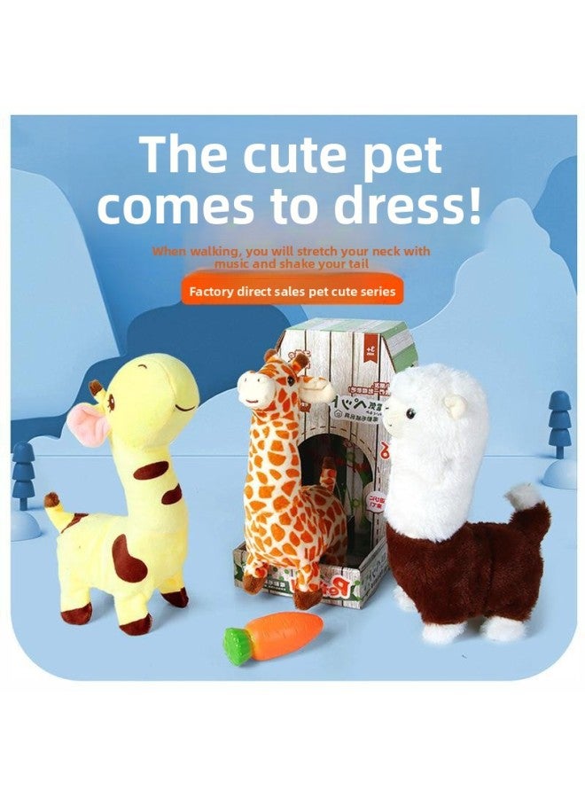 Giraffe Electric Plush Doll Children's Toy Belt Concert Talking Stretch Neck Wagging Tail Alpaca Animal-Color:Leopard Print Giraffe [walking Can Stretch Neck With Music Wagging Tail]]  - Image 2