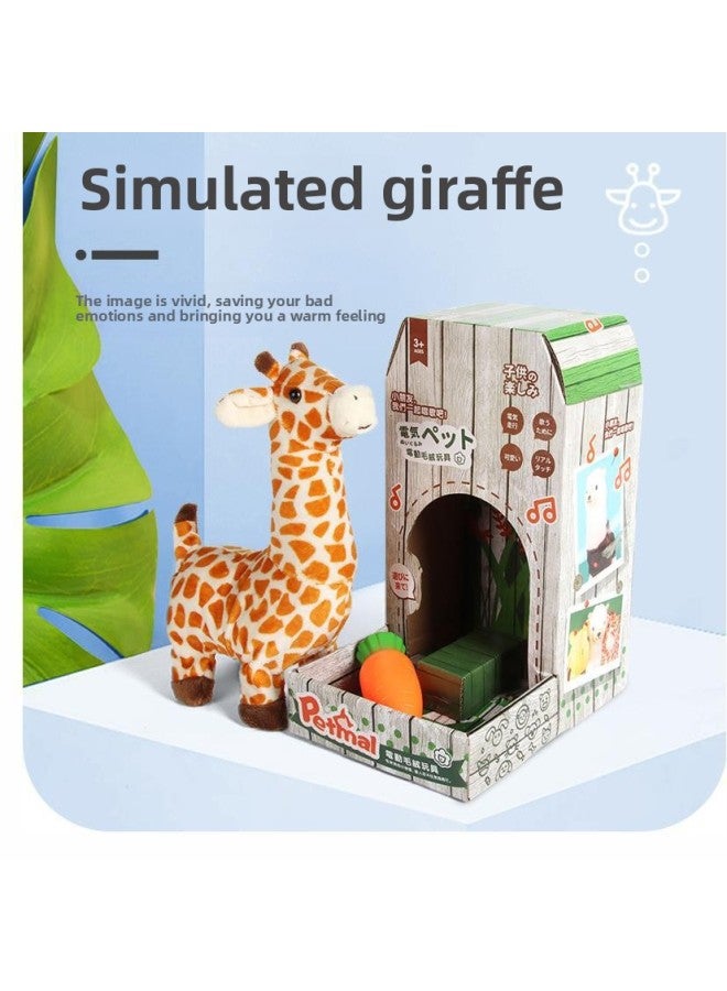 Giraffe Electric Plush Doll Children's Toy Belt Concert Talking Stretch Neck Wagging Tail Alpaca Animal-Color:Leopard Print Giraffe [walking Can Stretch Neck With Music Wagging Tail]]  - Image 1