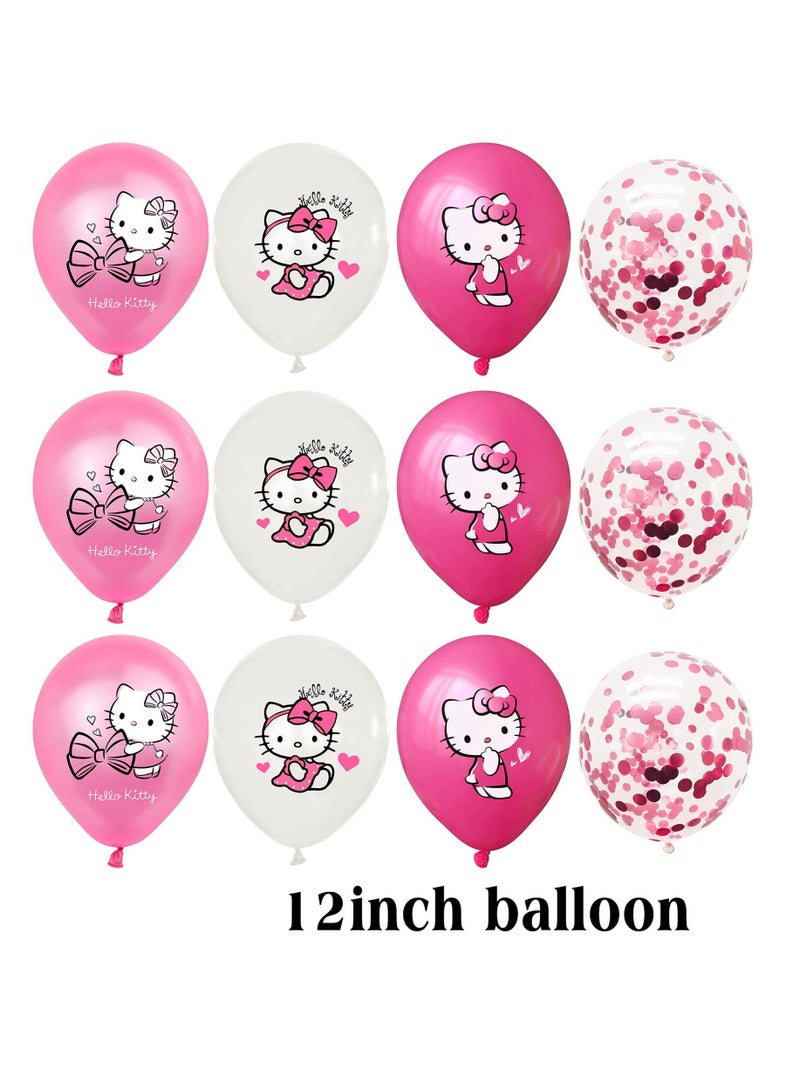 مستلزمات تزيين حفلات أعياد الميلاد من HelloKitty مكونة من 34 قطعة من البالونات الوردية على شكل علم الأميرة - Image 4