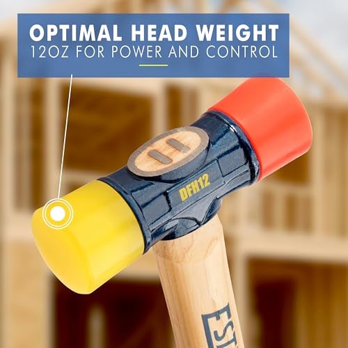 ESTWING Rubber Mallet - 12 oz Double-Face Hammer with Soft/Hard Tips & Hickory Wood Handle - DFH12 - Image 3