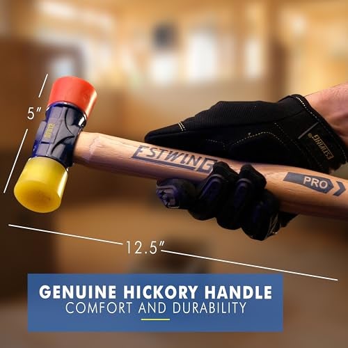 ESTWING Rubber Mallet - 12 oz Double-Face Hammer with Soft/Hard Tips & Hickory Wood Handle - DFH12 - Image 2