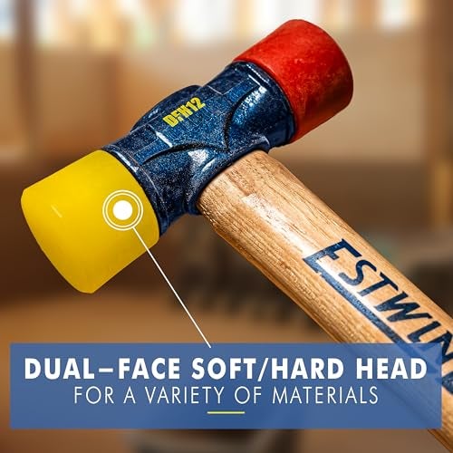 ESTWING Rubber Mallet - 12 oz Double-Face Hammer with Soft/Hard Tips & Hickory Wood Handle - DFH12 - Image 4
