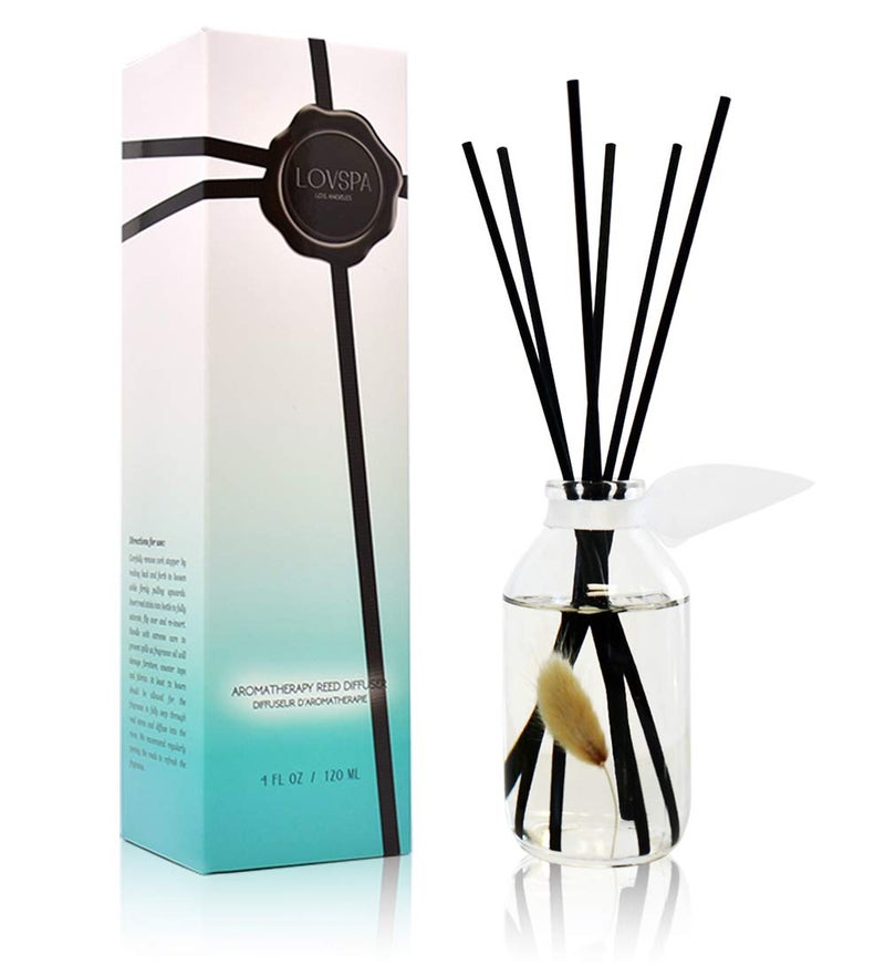 LOVSPA Reed Diffuser Set, Clean Cotton Blossom Scented Oil Diffuser with Sticks, Home Fragrance Accessories for Bathroom Shelf Decor, Aroma Diffusers for Home or Office Desk, USA Made - Image 1