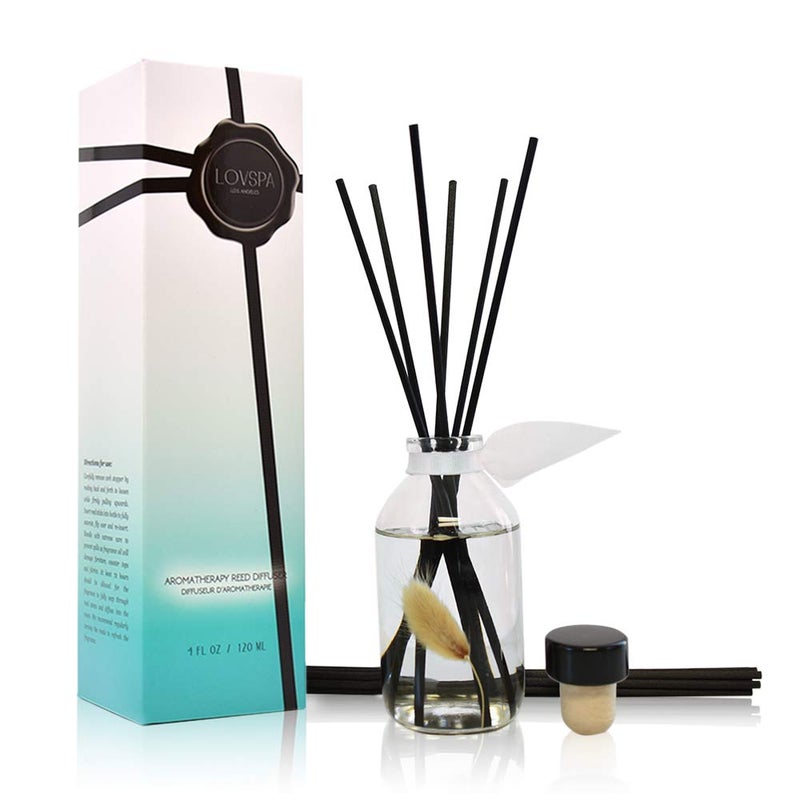 LOVSPA Reed Diffuser Set, Clean Cotton Blossom Scented Oil Diffuser with Sticks, Home Fragrance Accessories for Bathroom Shelf Decor, Aroma Diffusers for Home or Office Desk, USA Made - Image 4