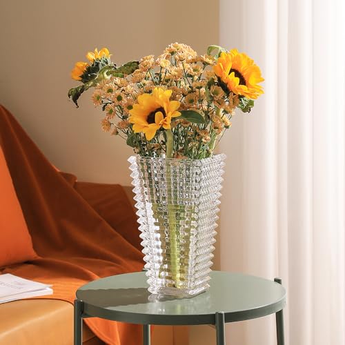 MCMCNCUIU Crystal Glass Vase, Large Crystal Vases for Flowers, Large Flower Vase, Clear Modern Vases for Living Room, Bedroom, Kitchen, Dining Table, Mantle, Wedding, 11 Inches - Image 4