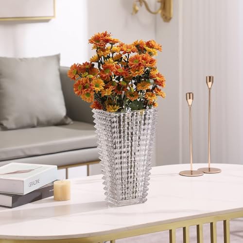 MCMCNCUIU Crystal Glass Vase, Large Crystal Vases for Flowers, Large Flower Vase, Clear Modern Vases for Living Room, Bedroom, Kitchen, Dining Table, Mantle, Wedding, 11 Inches - Image 5