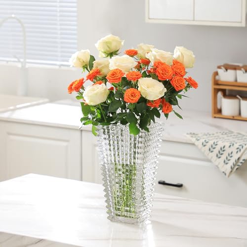 MCMCNCUIU Crystal Glass Vase, Large Crystal Vases for Flowers, Large Flower Vase, Clear Modern Vases for Living Room, Bedroom, Kitchen, Dining Table, Mantle, Wedding, 11 Inches - Image 2