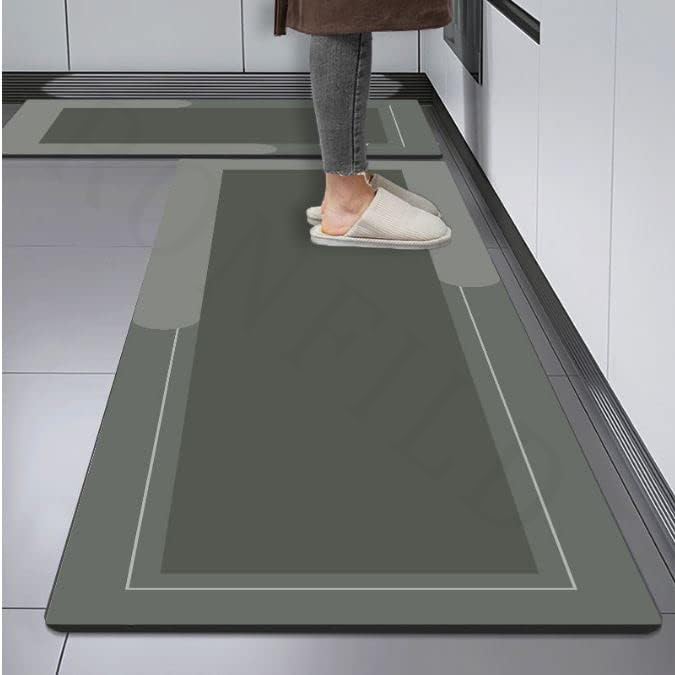 RONFILD Kitchen Mat AntiSlip Waterproof Soft Diatomite Mat Kitchen Floor Mat OilProof Long Kitchen Carpet Floor Mat Kitchen Rug Set of 240cm x 60 cm 40cm x 120cm Rectangular Bath Mat - Image 2