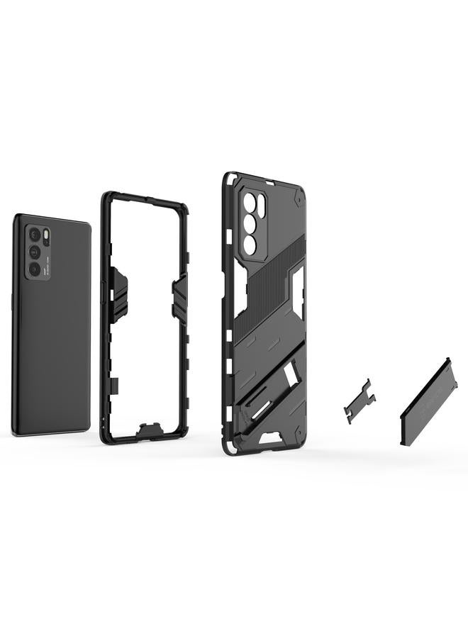 اس-توب جراب لهاتف OPPO Reno6 Pro 5G Punk Armor 2 في 1 PC + جراب TPU مقاوم للصدمات مع حامل غير مرئي - Image 3