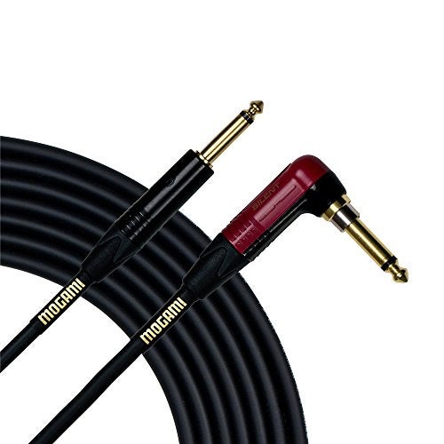 Mogami Gold INST Silent R18 Guitar Instrument Cable 14 TS Male Plugs Gold Contacts Right Angle silentPLUG to Straight Connectors 18 Foot