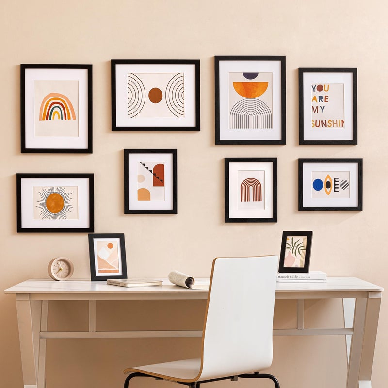 eletecpro 8x10 Picture Frames Set of 10  Picture Frame Collage Wall Decor Display 5x7 Photo With Mat or 8x10 without Mat  Home Decor Gallery Frame for Table Top or Wall Mounting  Black - Image 5