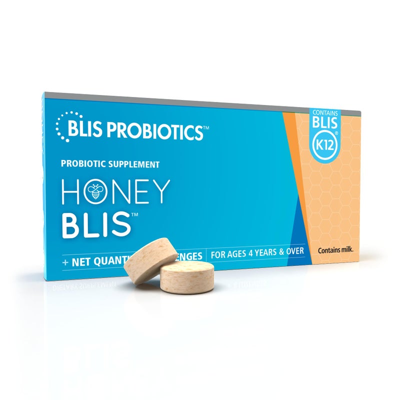 BLIS HoneyBlis Oral Probiotic Throat Lozenges with Soothing Manuka Honey K12 Probiotics (1 Billion Cfu) to Support Immunity & Soothe Sore Throats, 16 Lozenges - Image 1