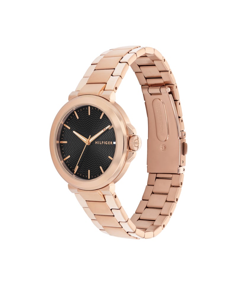 TOMMY HILFIGER Round Analog Women'S Ionic Plated Carnation Gold Steel Case  Watch - Image 1