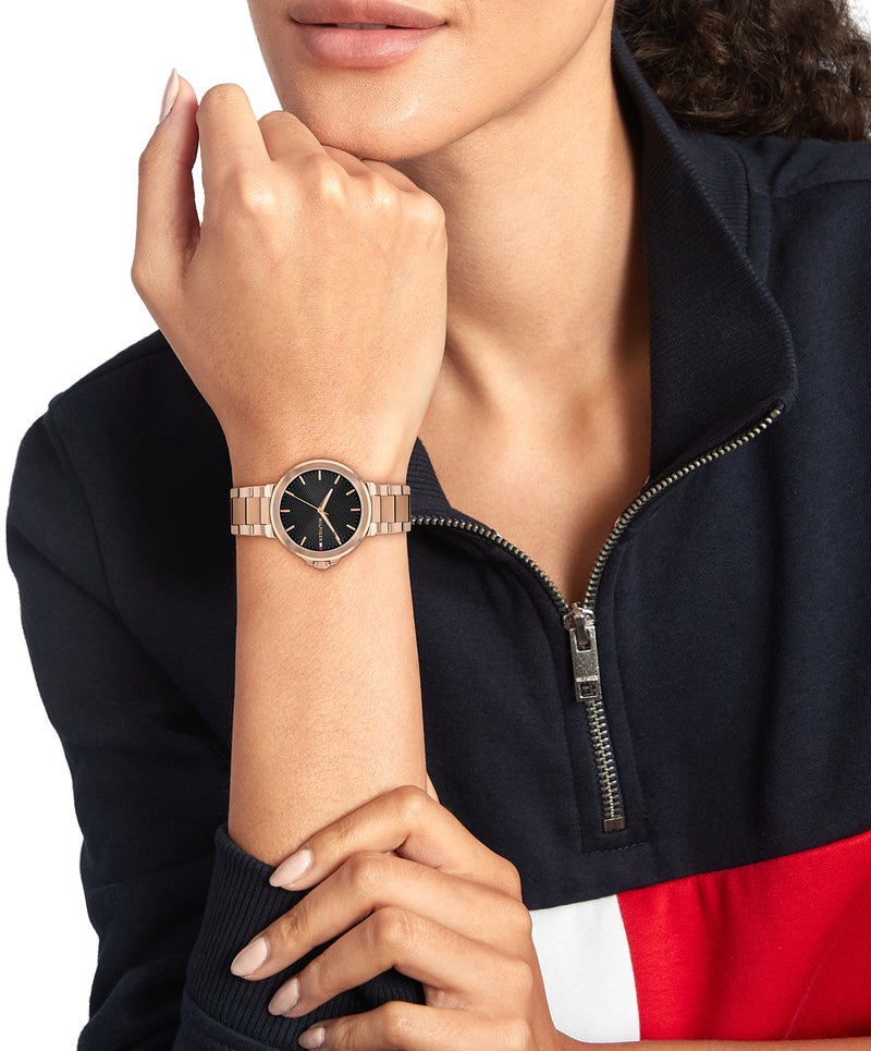 TOMMY HILFIGER Round Analog Women'S Ionic Plated Carnation Gold Steel Case  Watch - Image 4