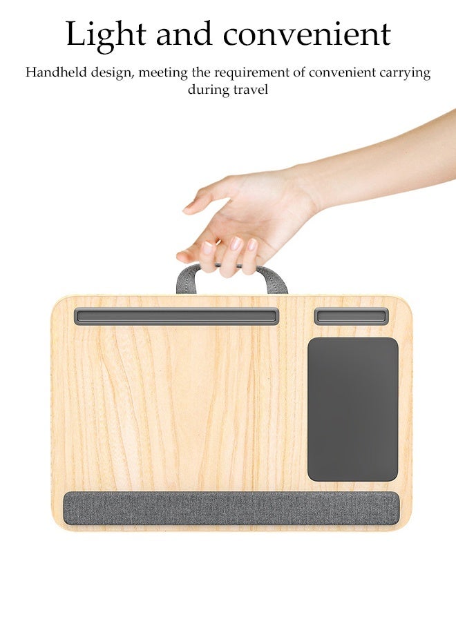 DUNISO طاولة لابتوب محمولة، طاولة لابتوب للسرير، طاولة لابتوب مع وسادة فارة ووسادة للكتف وفتحات للأجهزة ودعم للمعصم ومقبض حمل، للسرير، الأريكة، الدراسة، الكتابة، القراءة، والعمل - Image 3