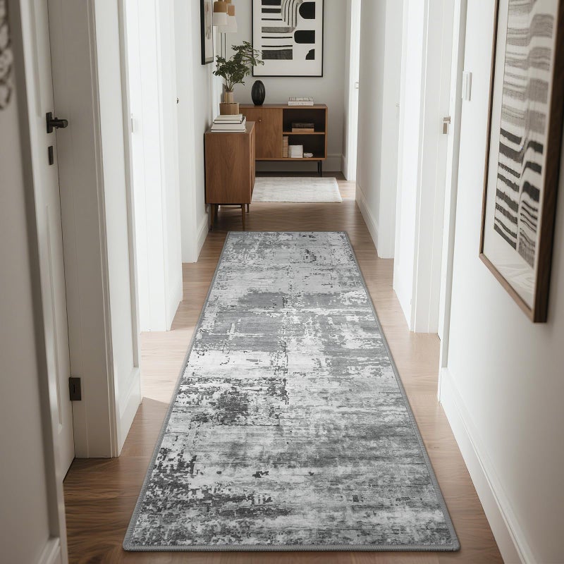 HOMORE 2x6 Runner Rug for Kitchen Hallways Runners Rugs,Grey Area Rug Non Slip Washable Rugs for Entrway Soft Abstract Carpet for Entrance Bedroom Living Room Bathroom Dorm - Image 4