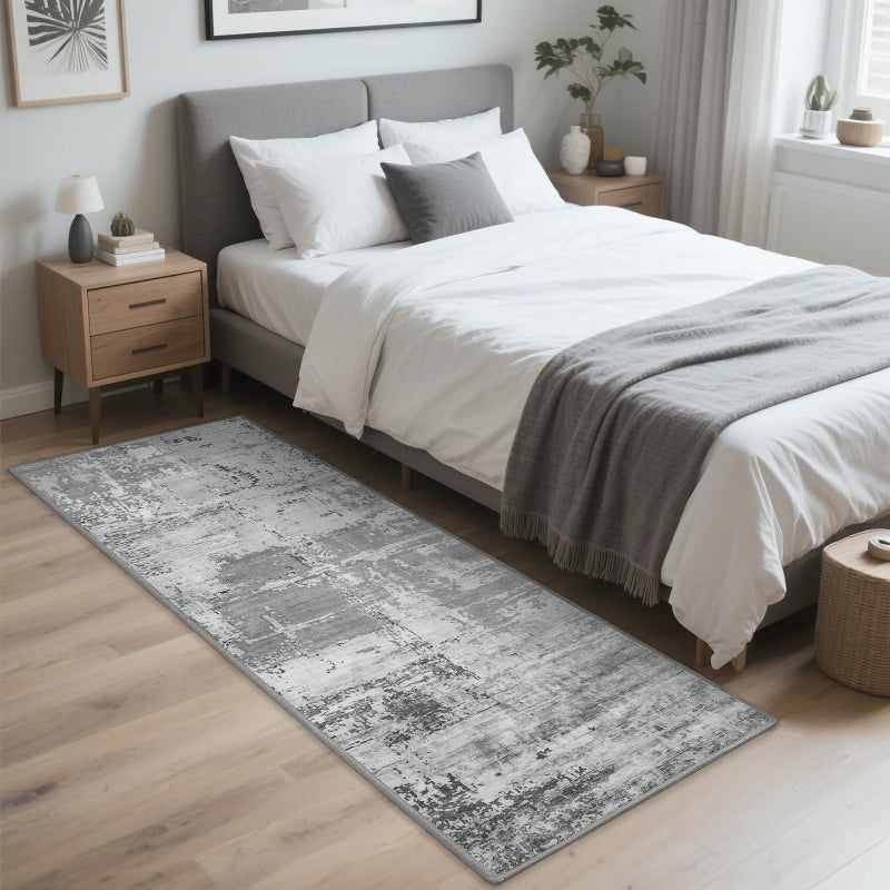 HOMORE 2x6 Runner Rug for Kitchen Hallways Runners Rugs,Grey Area Rug Non Slip Washable Rugs for Entrway Soft Abstract Carpet for Entrance Bedroom Living Room Bathroom Dorm - Image 5