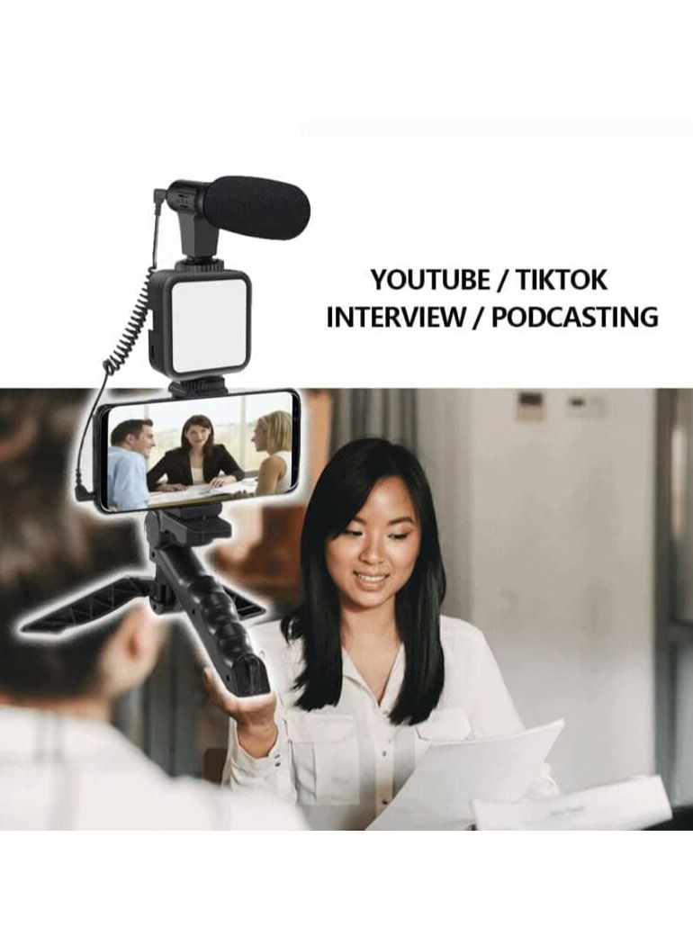Smartphone & Camera Vlogging Studio Kits Video Shooting Photography Suit with Microphone LED Fill Light Mini Tripod  - Image 2