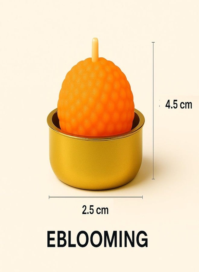 Eblooming شموع إيبلومينج موتيشور لادو المصنوعة من شمع الصويا مع أكواب ذهبية - بنمط حلوى ميثاي، بدون رائحة، مصبوبة يدويًا، شموع زينة احتفالية لتزيين المنزل، زينة ديوالي، هدايا (عبوة من 6 قطع) - Image 5