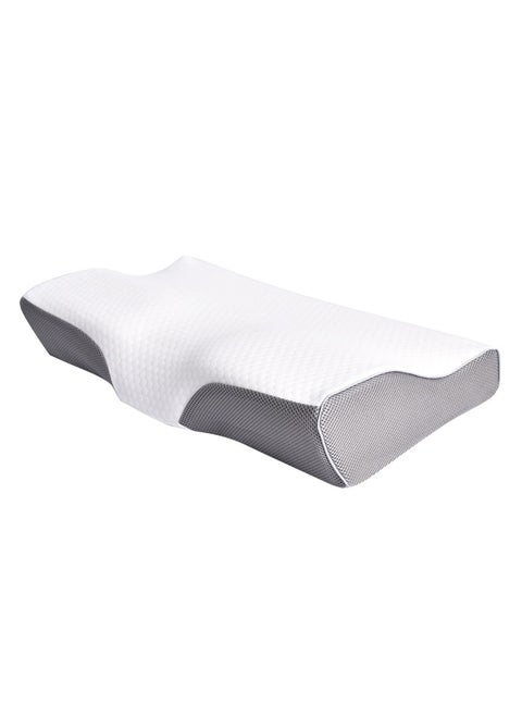 Memory Foam Pillow Ergonomic Cervical Support Pillow for Head Neck and Shoulder Pain Relief Sleeping Orthopedic Pillow for Side, Back, Stomach Sleepers (White & Gray)